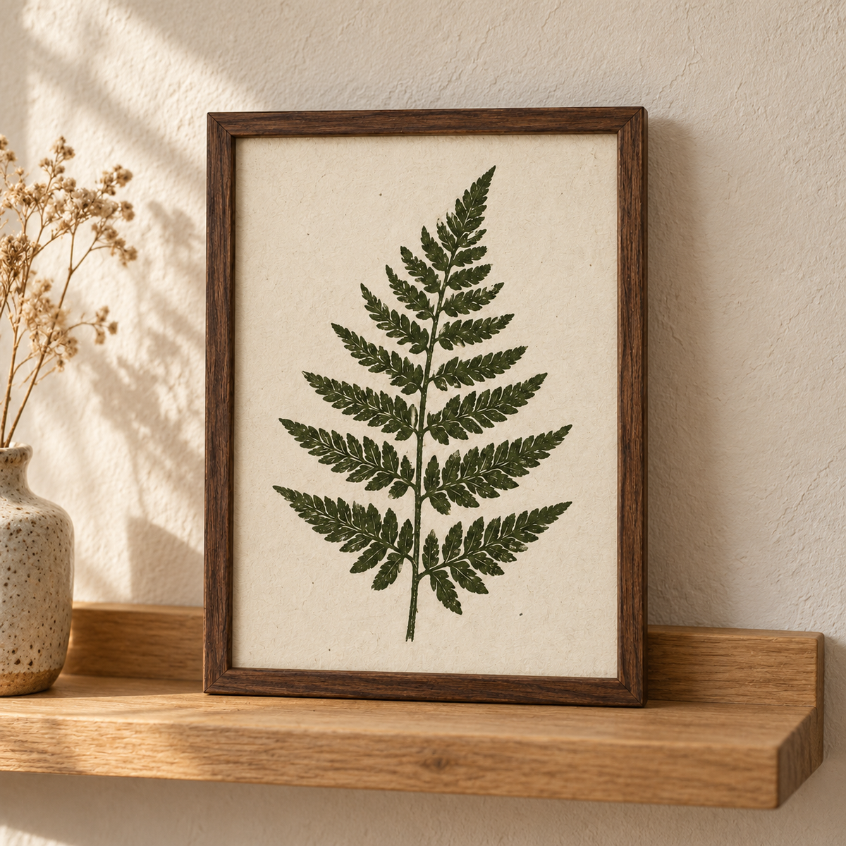 Botanische varenprint in houten lijst