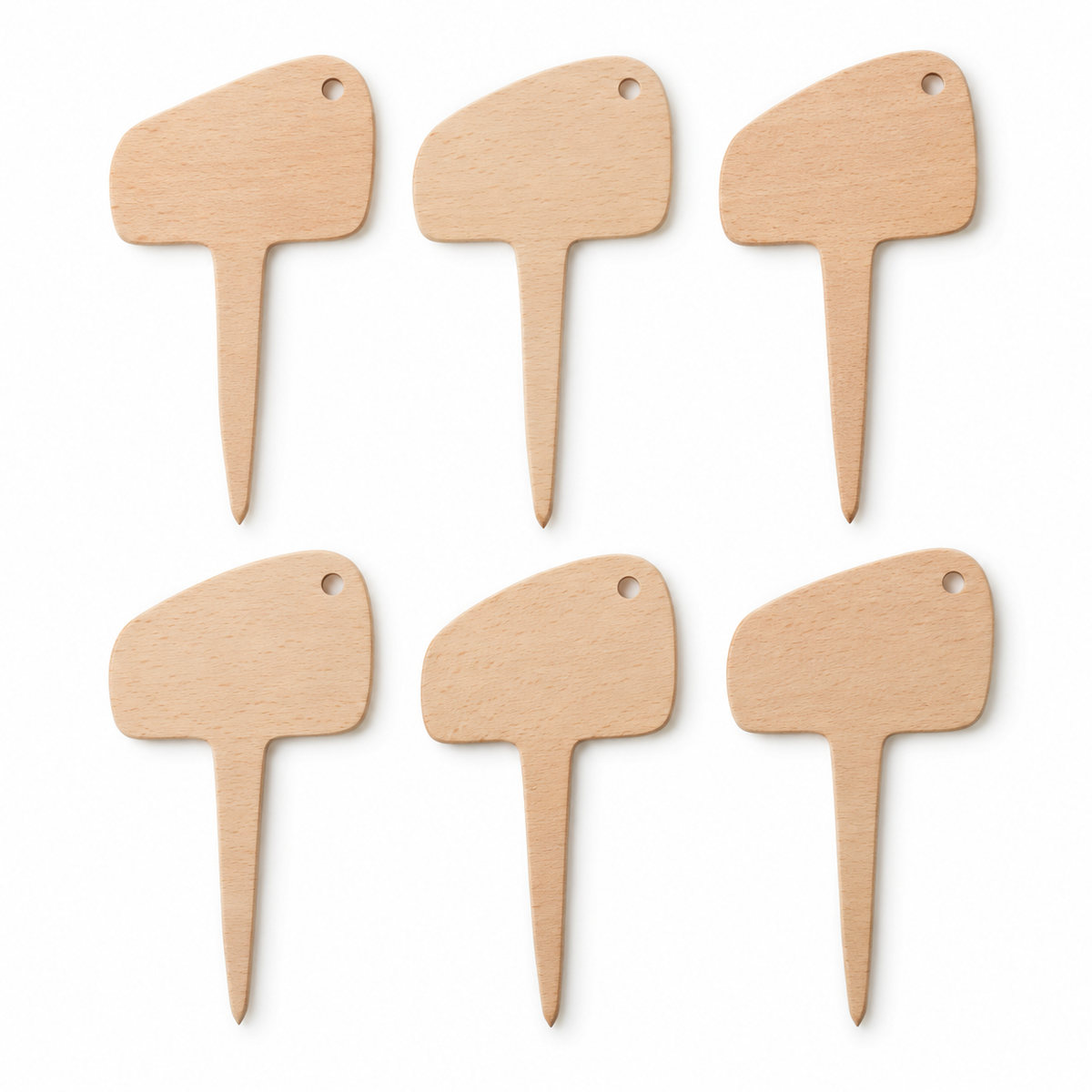 Houten plantenlabels met afgeronde kop - set van 6