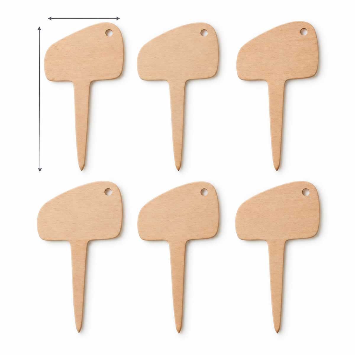 Houten plantenlabels met afgeronde kop - set van 6